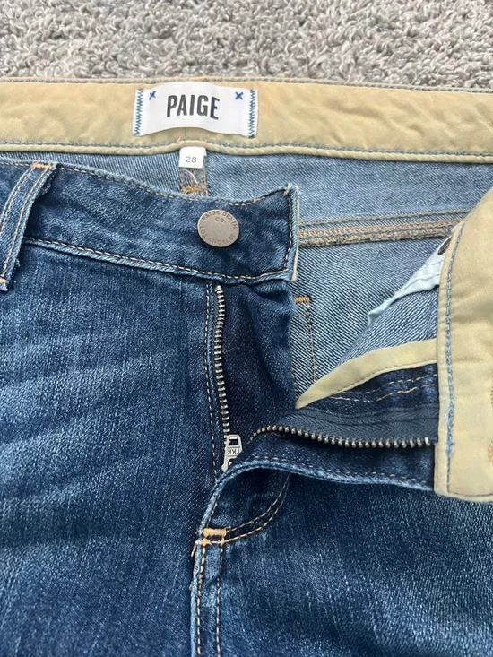 Paige Jimmy Jimmy Distressed Medium Blue Crop Stretch Denim Jeans - Size 28 - Picture 8 of 13